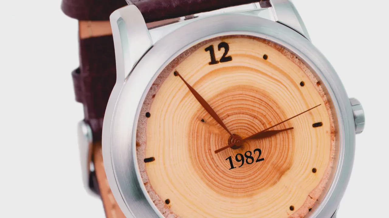 Perfect Gift Idea for His 80th Birthday, Engraved Wood Watch with 80 Annual Tree Rings.  A Ring for Every Year!