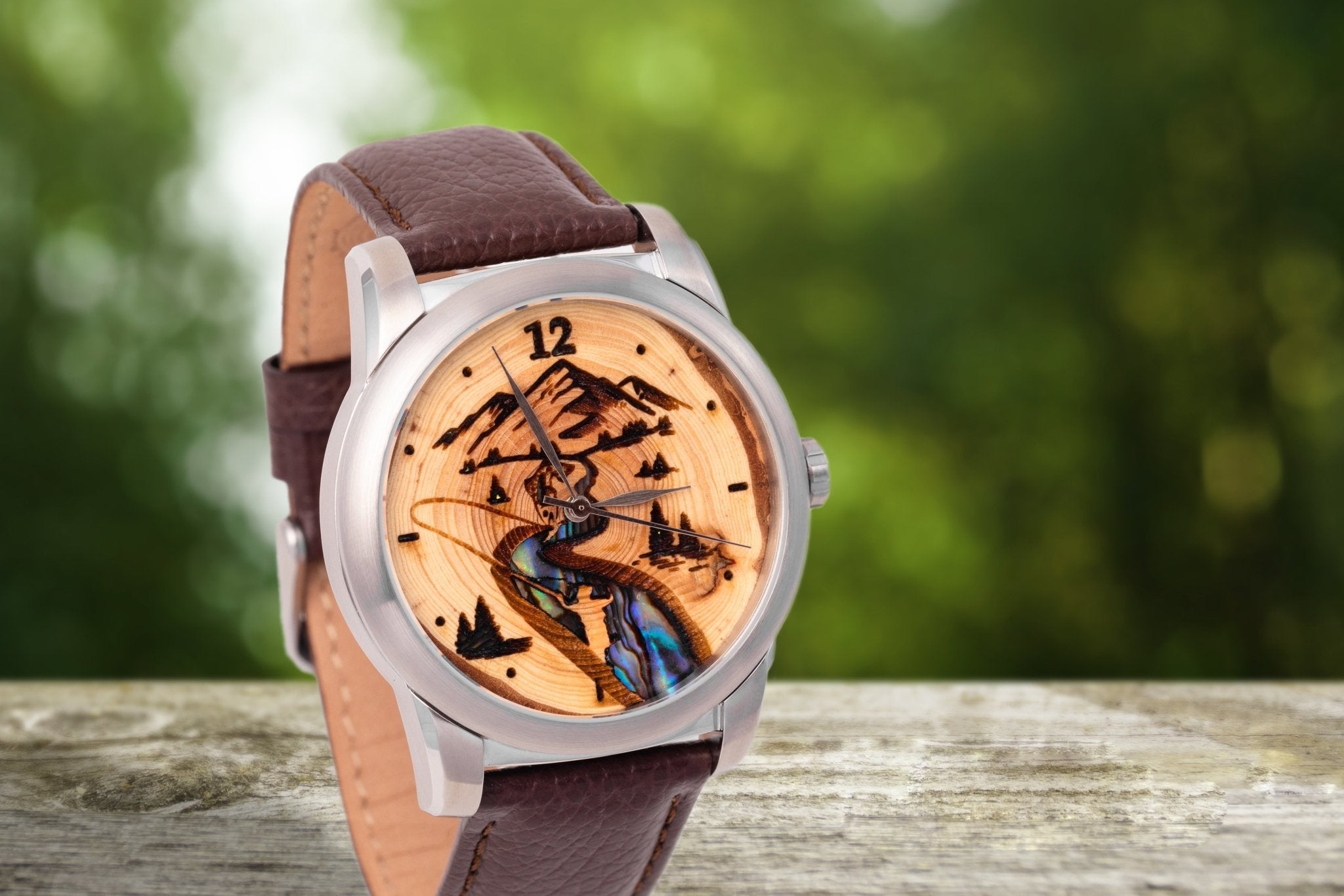 Fly Fishing Themed Wood Watch - Tree Ring Co
