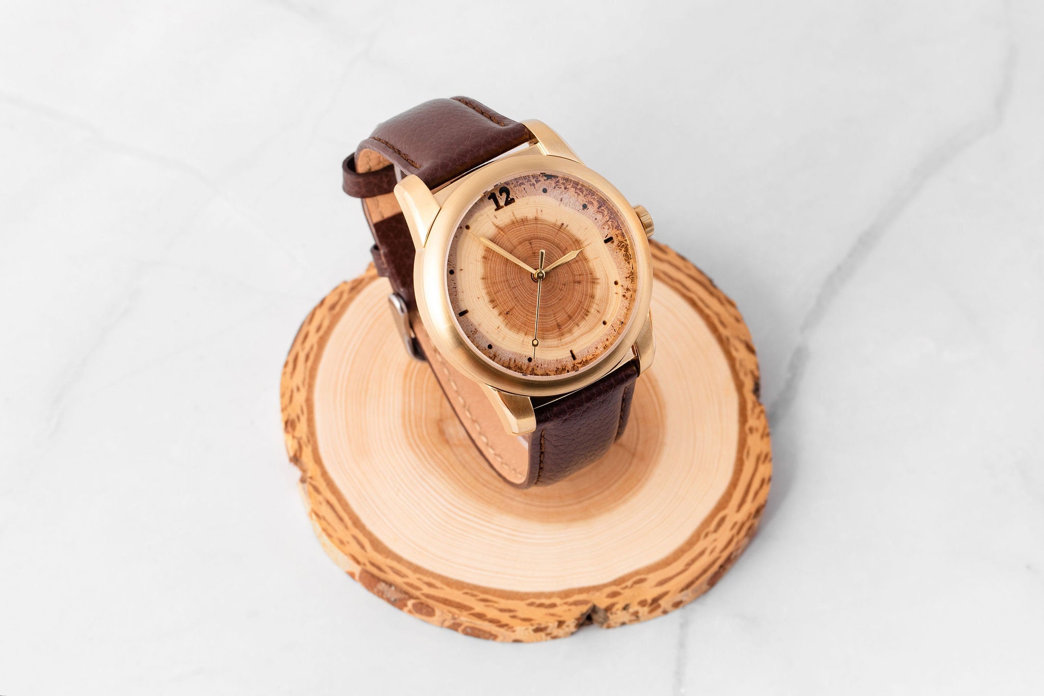 Men's wood watch made of Tree Rings birthday or anniversary Gift. Customize the number of annual tree rings to match recipients birth year.