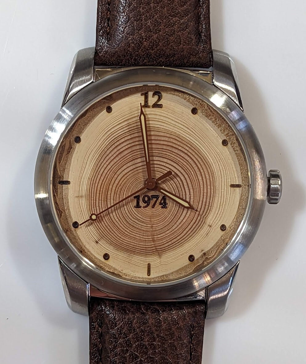 Mens Watch Made of Tree Rings, 50th Birthday Gift for Men, 50th Anniversary Gift for Parents, 50th Birthday Gift for Women, Groomsmen Gift