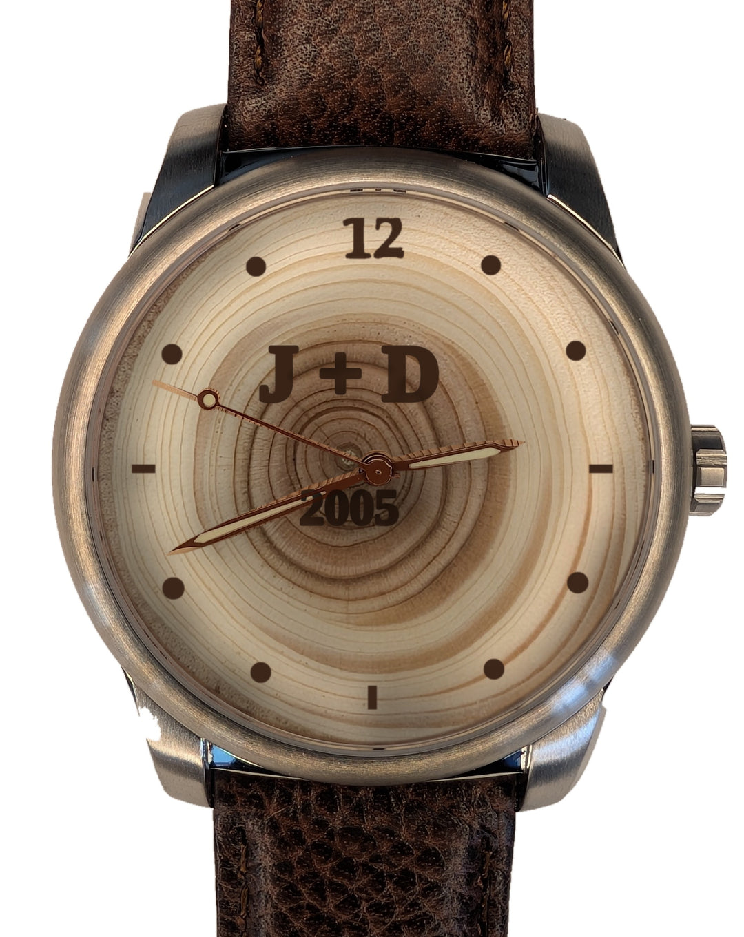 Tree ring dial with 21 rings, year 2005 and initials
