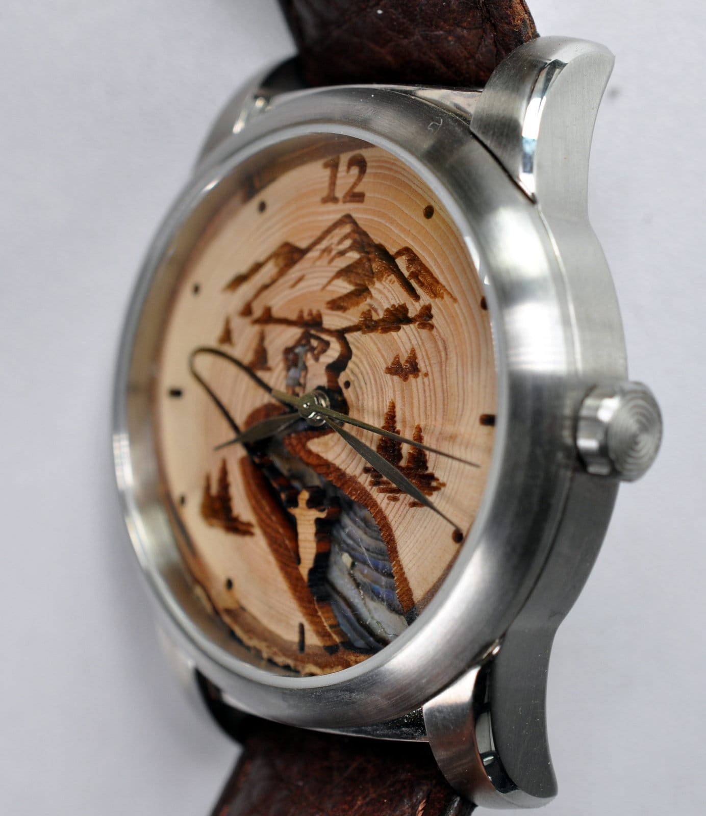 Gold Watch with Fisherman and Mother of Pearl Inlay